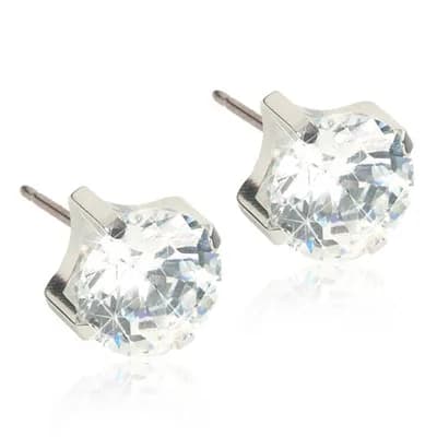 Blomdahl Örhängen Tiffany CZ White Silver 7 mm Blomdahl
