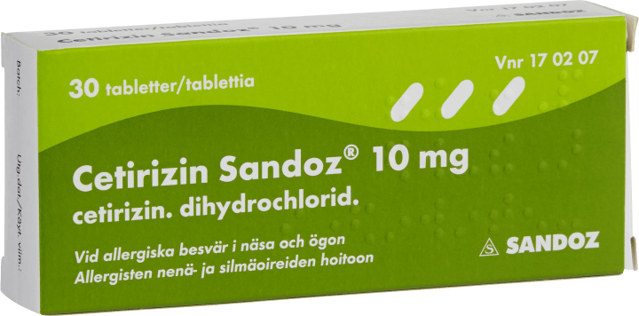 Cetirizin Sandoz filmdragerad tablett 10 mg 30 st Sandoz