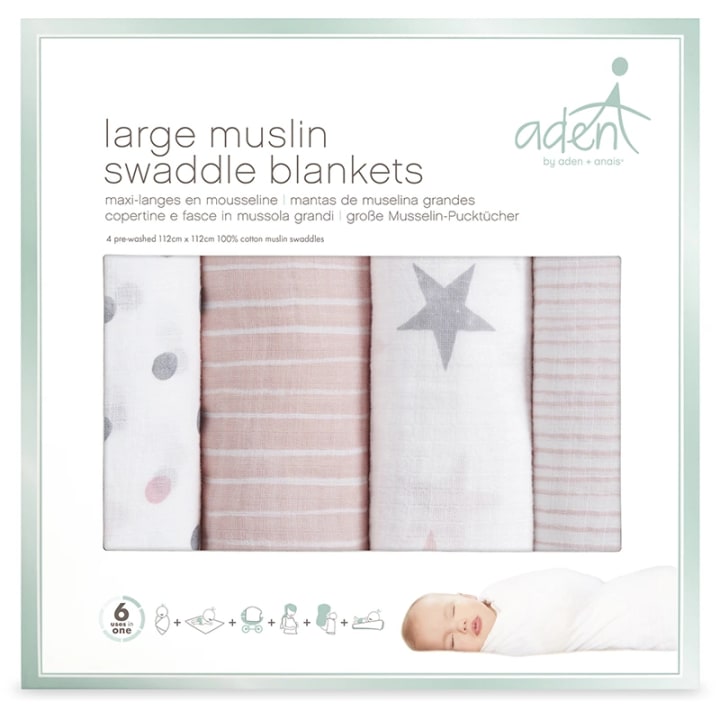 Aden+Anais Muslinfilt 112 x 112 cm Doll Pink 4-pack Aden+Anais