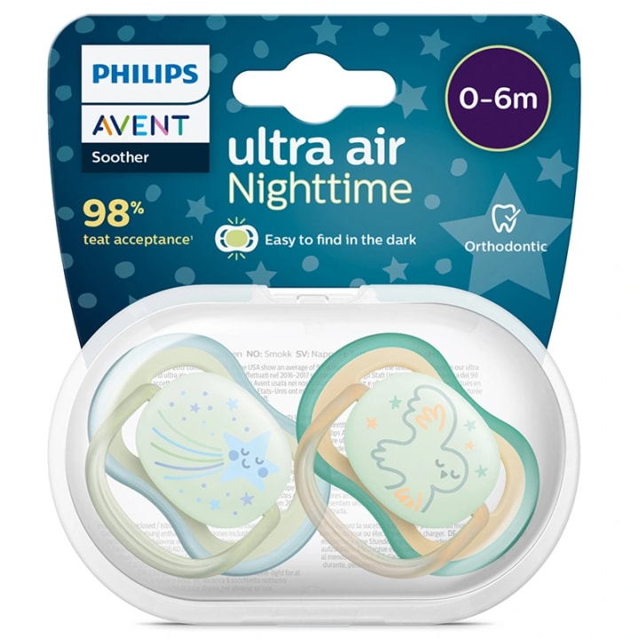 Philips Avent Ultra Air Nattnapp 0-6 månader grön/blå 2-pack Philips Avent