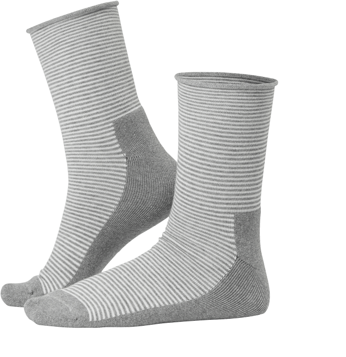 Life Wear Diabetesstrumpa Bomull Grå Rand 37/39 Life Wear