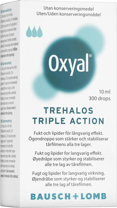 Oxyal Trehalos Triple Action Ögondroppar 10 ml Oxyal