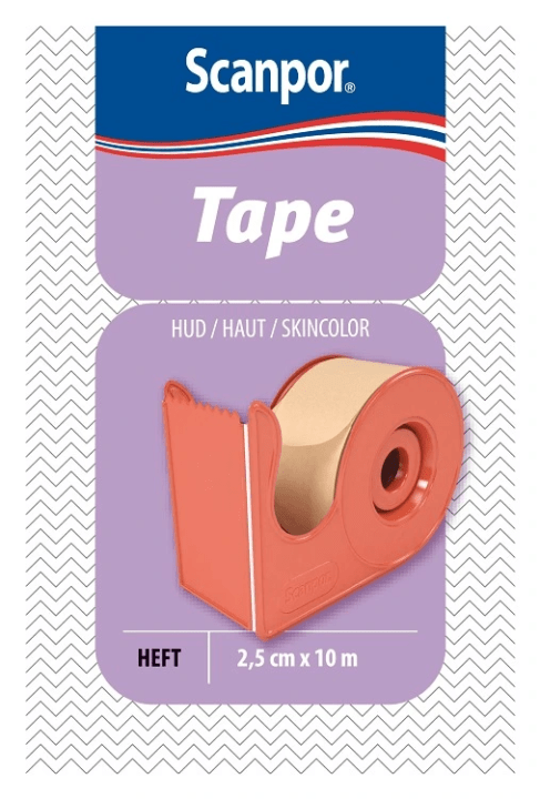 Scanpor Tape med hållare beige 2,5 cm x 10 m Scanpor