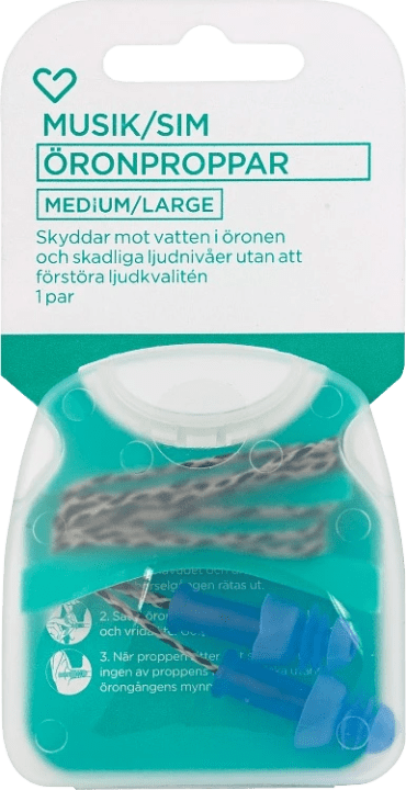 Hjärtats musik- och simpropp medium/large 1 par Hjärtats