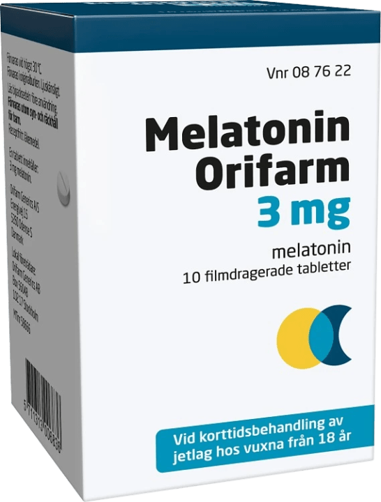 Melatonin Orifarm Filmdragerad tablett 3mg Burk, 10 tabletter Orifarm