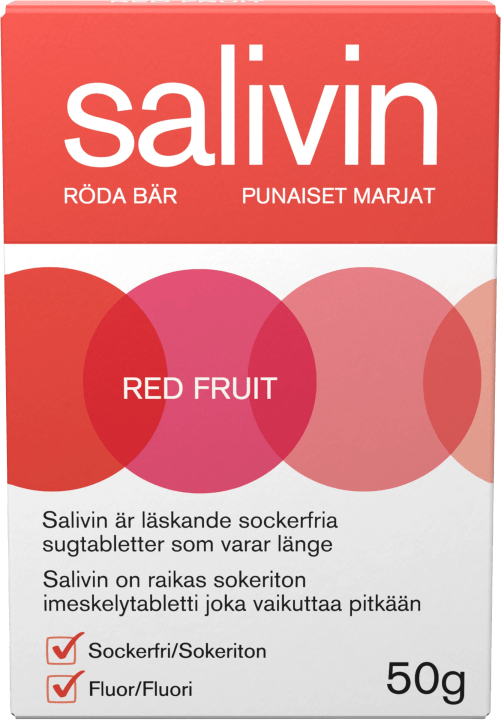 Salivin Red Fruit Sugtablett vid muntorrhet 50 g Salivin