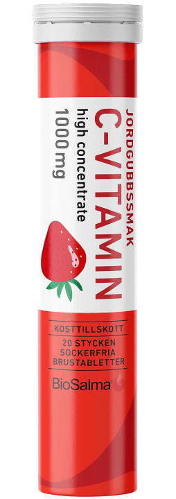 BioSalma C-vitamin 1000 mg Jordgubb 20 brustabletter BioSalma