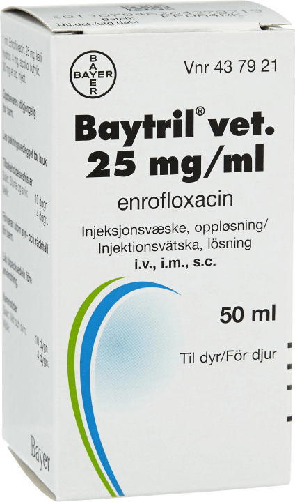 Baytril® vet. Injektionsvätska, lösning 25mg/ml Injektionsflaska, 50ml 