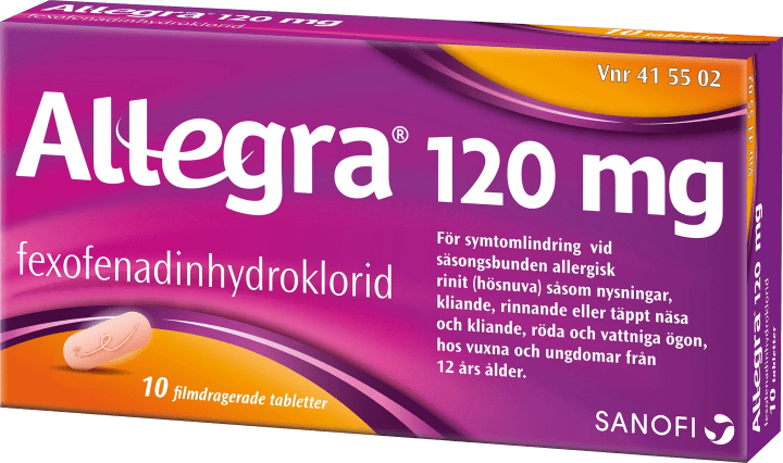Allegra filmdragerad tablett 120 mg 10 st Allegra