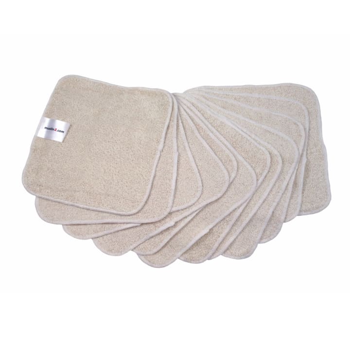 MuslinZ Bamboo Cotton Terry Wipes Unbleached 12-pack MuslinZ
