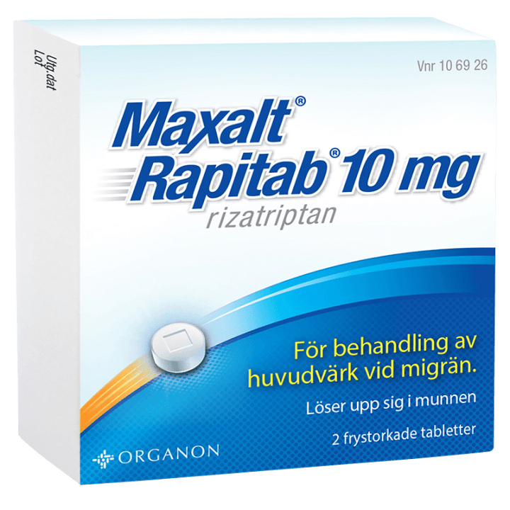 Maxalt® Rapitab® Frystorkad tablett 10mg Blister, 2 tabletter Maxalt