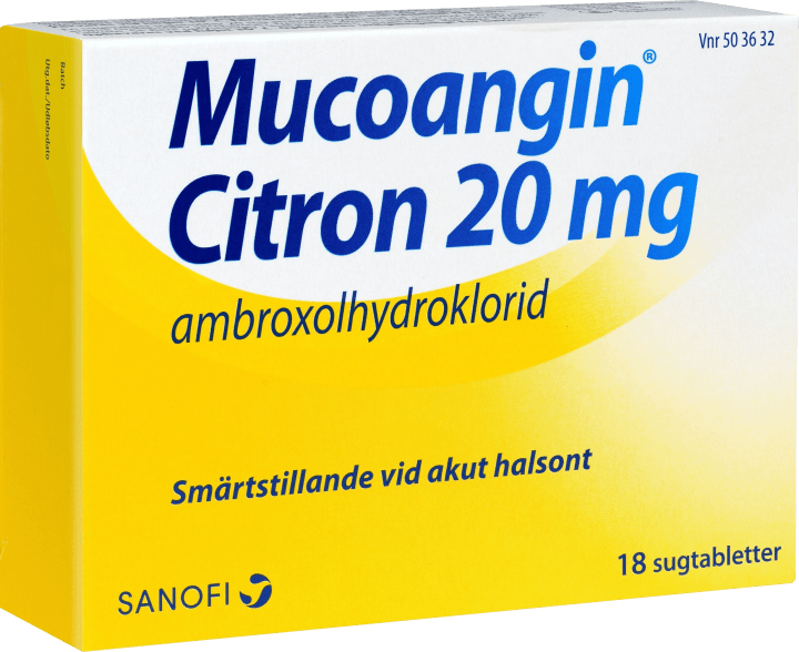 Mucoangin Citron sugtablett 20 mg 18 st Mucoangin