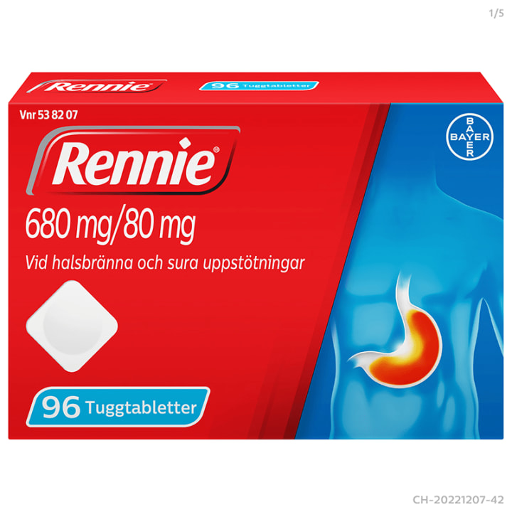 Rennie tuggtablett 680 mg/80 mg 96 st Rennie