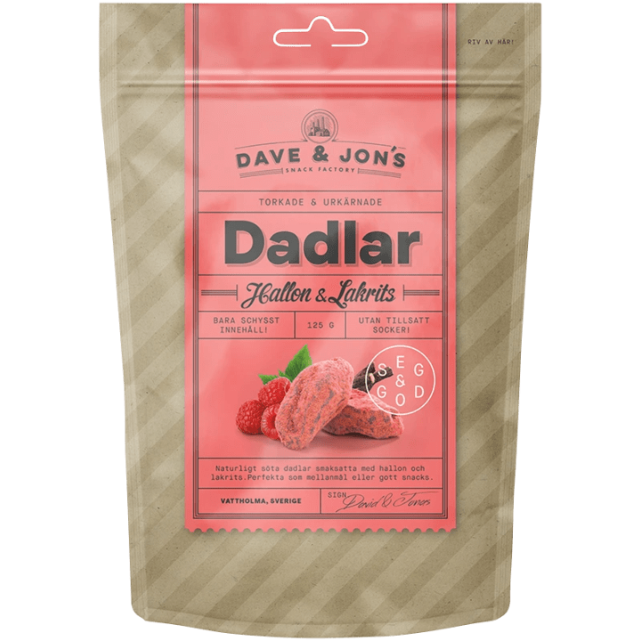 Dave & Jon's Dadlar Hallon/Lakrits 125 g Dave & Jons