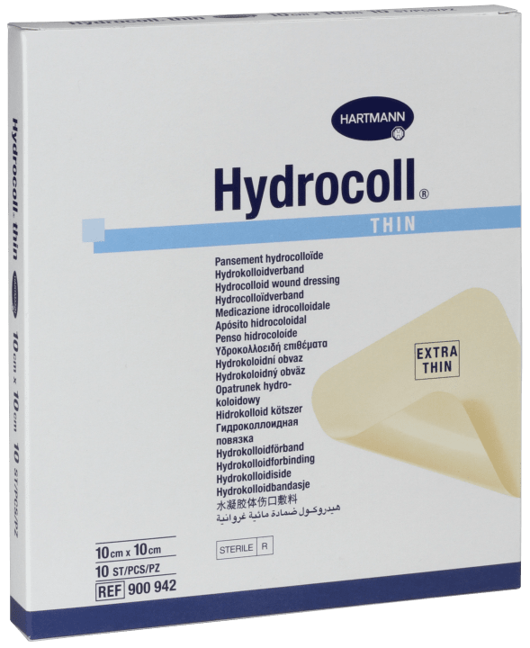 Hydrocoll thin hydroactivt bandage som binder sårexudat 10x10 cm 10styck Hydrocoll