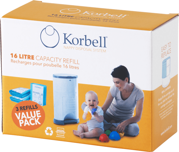 Korbell Refill till blöjhink 16 liter 3-pack Korbell