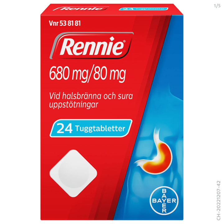 Rennie tuggtablett 680 mg/80 mg 24 st Rennie