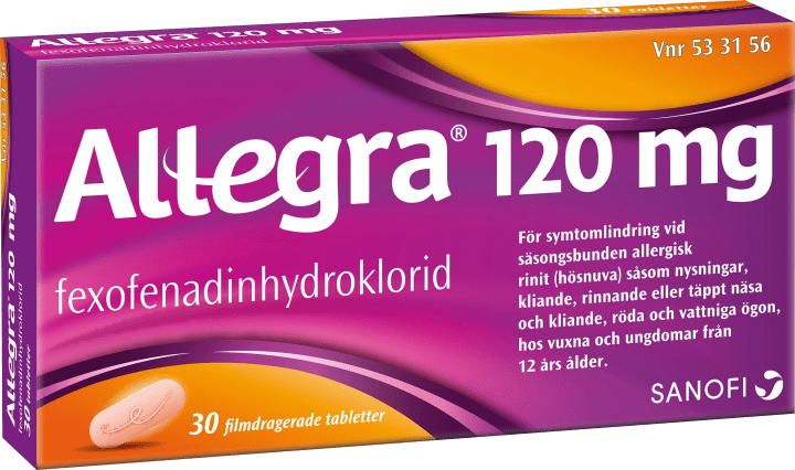 Allegra filmdragerad tablett 120 mg 30 st Allegra