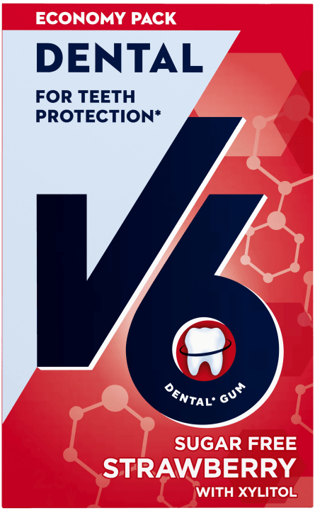 V6 Dental Strawberry tuggummi 70 g V6
