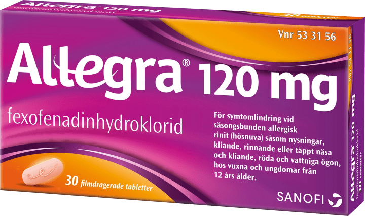 Allegra filmdragerad tablett 120 mg 30 st Allegra