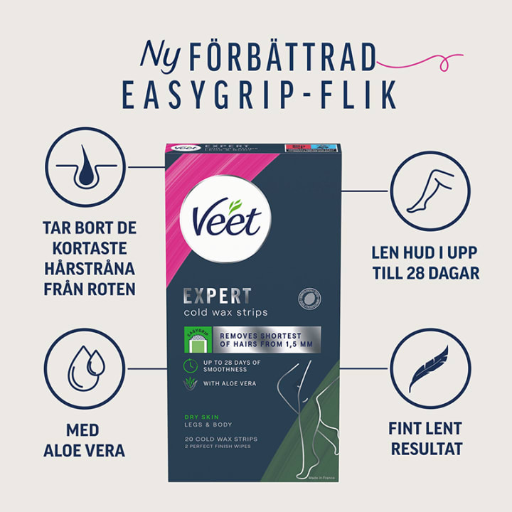 Veet Expert Cold Wax Strips Dry Skin Legs & Body 20 pcs Veet