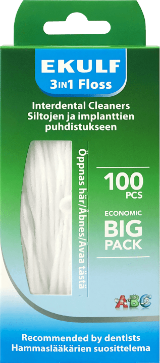 Ekulf 3in1 Floss Tandtråd 100 st Ekulf