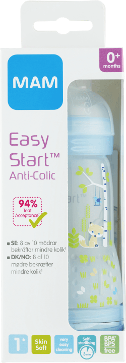 MAM Easy Start Anti Colic nappflaska 0 mån+ 260 ml Ljusblå Mam