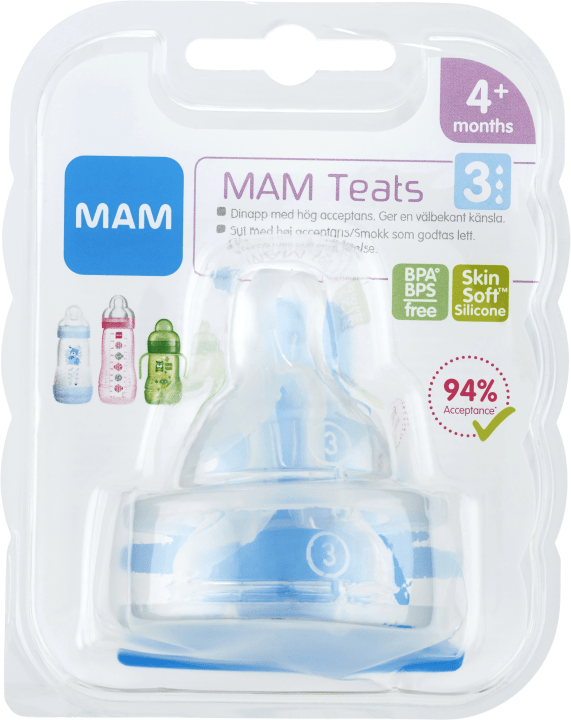 MAM Teat Dinapp 2-pack Storlek 3, 4 mån+ Mam