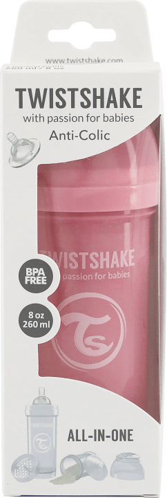 Twistshake Anti-Colic nappflaska 260 ml Pastell Rosa Twistshake