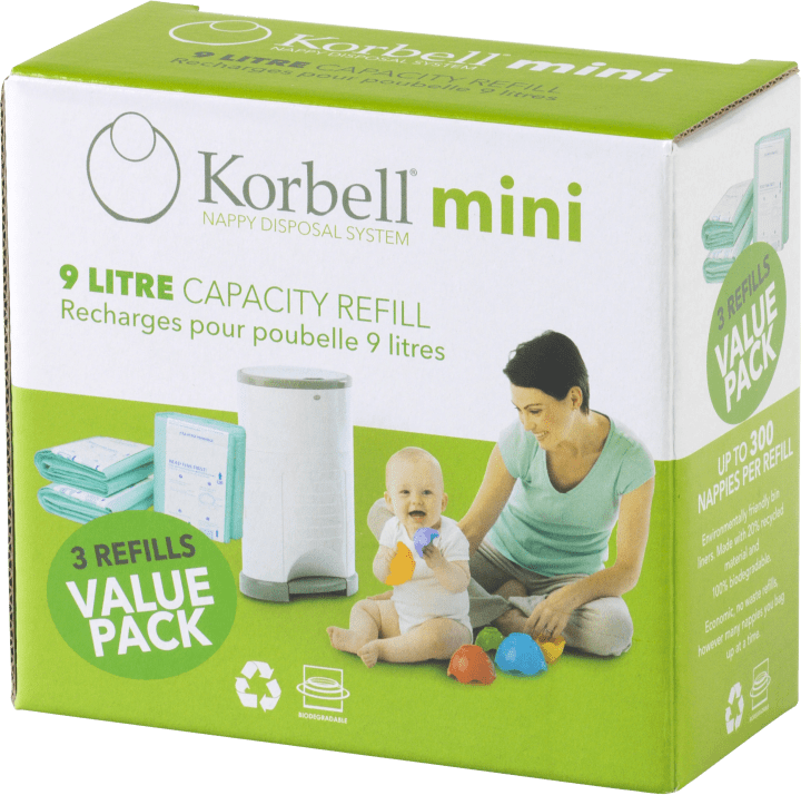 Korbell MINI Refill till blöjhink 9 liter 3-pack Korbell