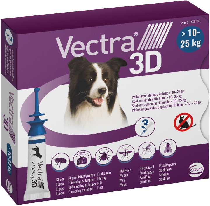 Vectra 3D för hund 10-25 kg Spot-on lösning Pipett, 3st (3x3,6ml) Vectra 3D