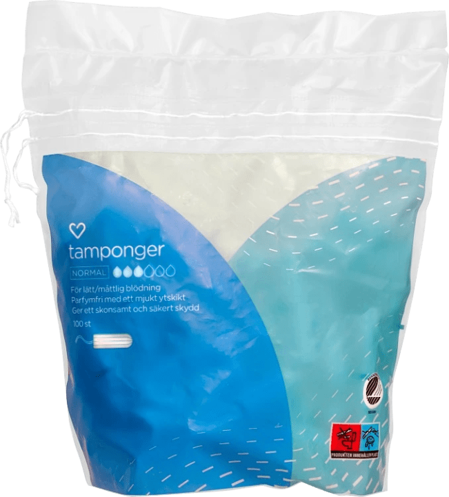 Hjärtats tamponger Normal 100 st Hjärtats