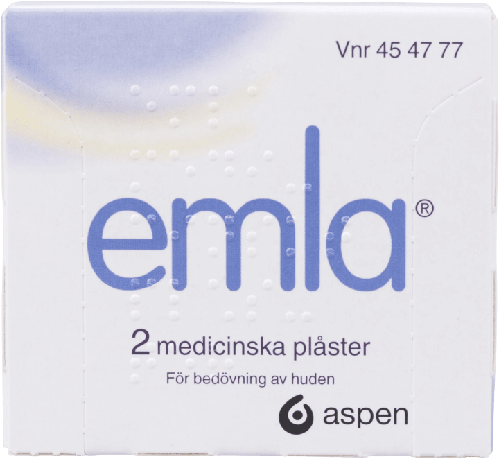 Emla medicinskt plåster 25 mg/25 mg 2 st Emla