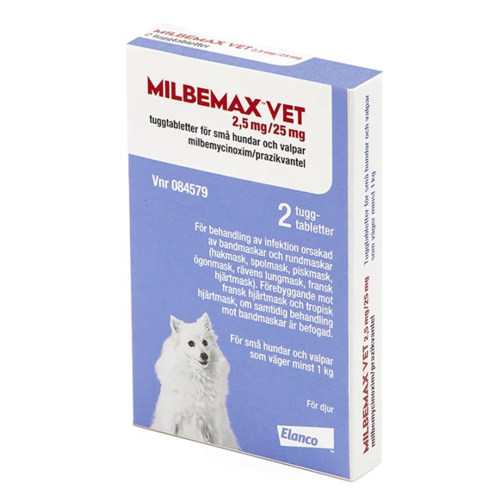 Milbemax vet. tuggtablett för hund (1-5 kg) 2,5 mg/25 mg 2 st Milbemax