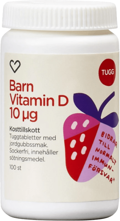 Hjärtats Barn Vitamin D Tuggtablett Med Jordgubbsmak 100 st Hjärtats