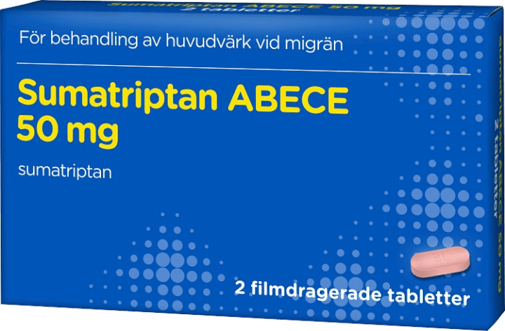 Sumatriptan ABECE 50 mg 2 filmdragerade tabletter ABECE