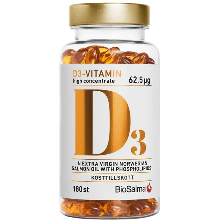 BioSalma D3-vitamin 62,5 µg High Concentrate 180 st kapslar BioSalma
