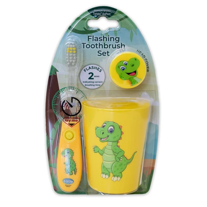 B-Brite Blinkande Tandborstset 3-pack Dino B-Brite