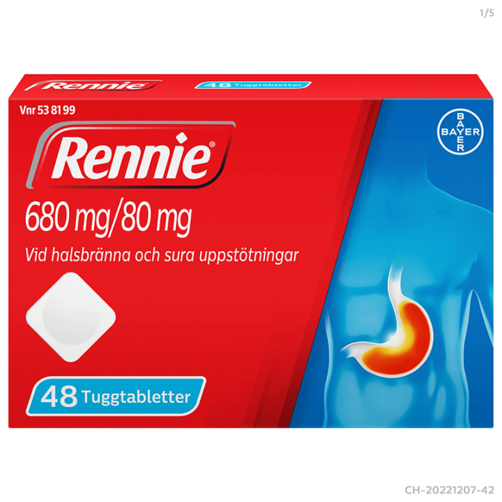 Rennie tuggtablett 680 mg/80 mg 48 st Rennie