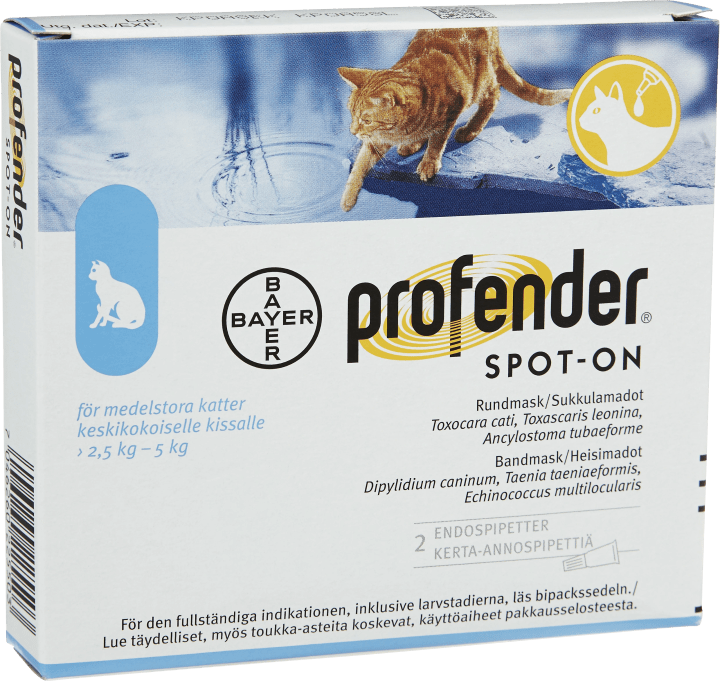Profender Spot-on, lösning i endosbehållare 15mg/60mg Pipetter i blisterförpackning, 2st (2x0,70ml) 