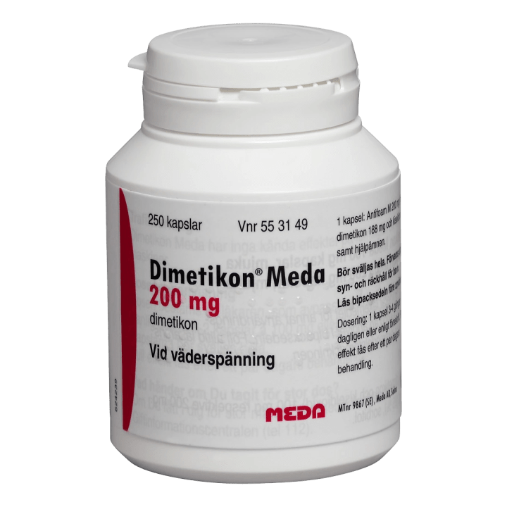 Dimetikon Meda mjuk kapsel 200 mg 250 st Dimetikon meda