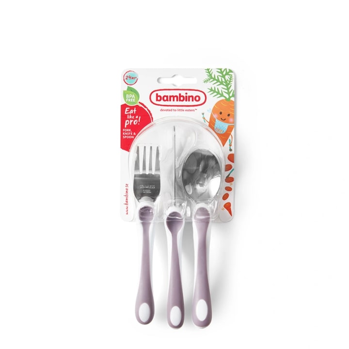Bambino Eat Like a Pro! Fork, Knife & Spoon Liliac Bambino