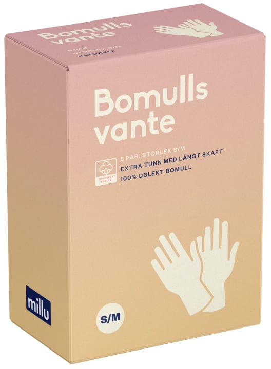 Millu Bomullsvante Extra Tunn 30 cm S/M 5 par Millu