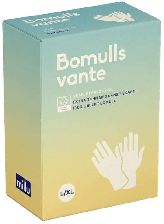 Millu Bomullsvante Extra Tunn 30 cm L/XL 5 par Millu