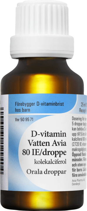 Avia D-vitamin Vatten Orala Droppar 80IE/droppe 25 ml Avia