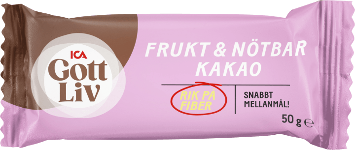 ICA Gott Liv Frukt- & Nötbar Kakao 50 g ICA Gott Liv