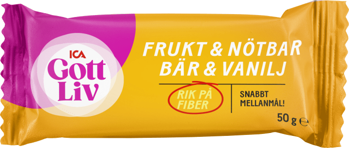 ICA Gott Liv Frukt & Nötbar Bär & Vanilj 50 g ICA Gott Liv