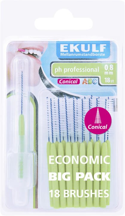 Ekulf pH Professional Konisk Mellanrumstandborste 0,8 mm 18 st Ekulf