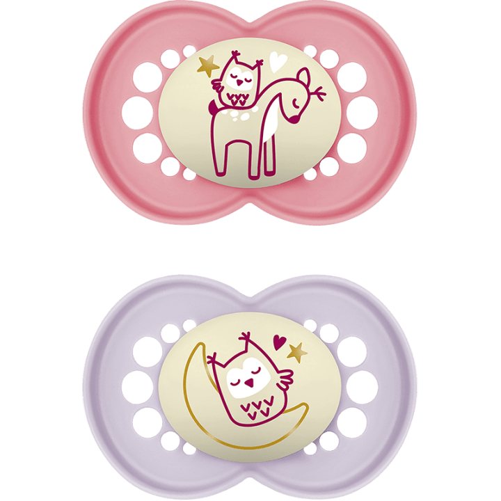 MAM Original Night Napp 16-36mån Silk 2-pack Box Rosa Mam