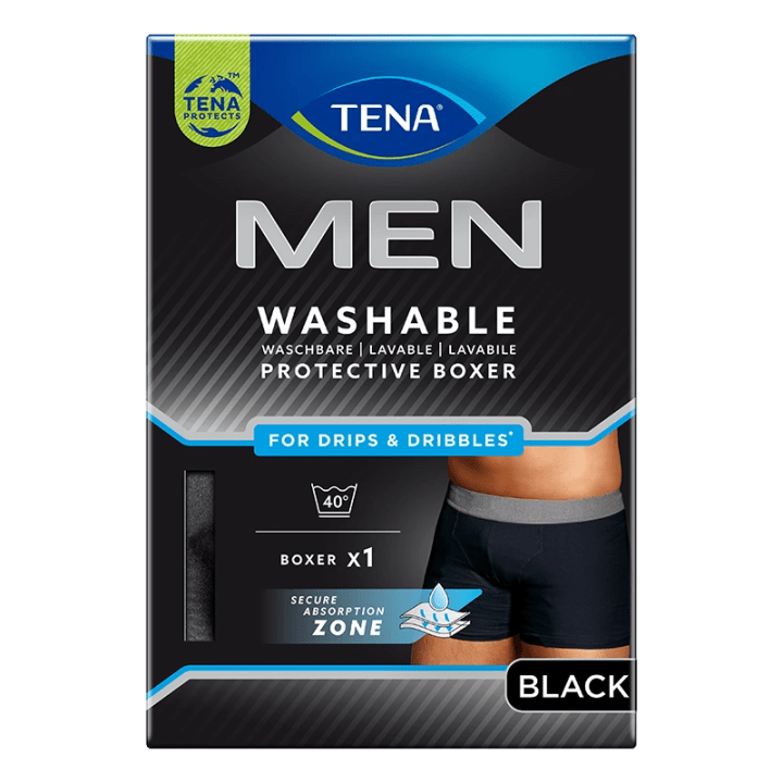 TENA Men Tvättbar Inkontinenskalsong Boxermodell Svart L 1 st Tena